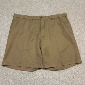 Savane Men's Khaki Flat Front Dress Shorts Size 44 Polyester Casual Golf